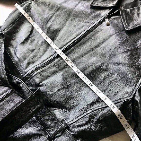 Genuine‎ Leather Black Belted Full Zip Jacket Women's Size XL Made In México - Picture 5 of 7